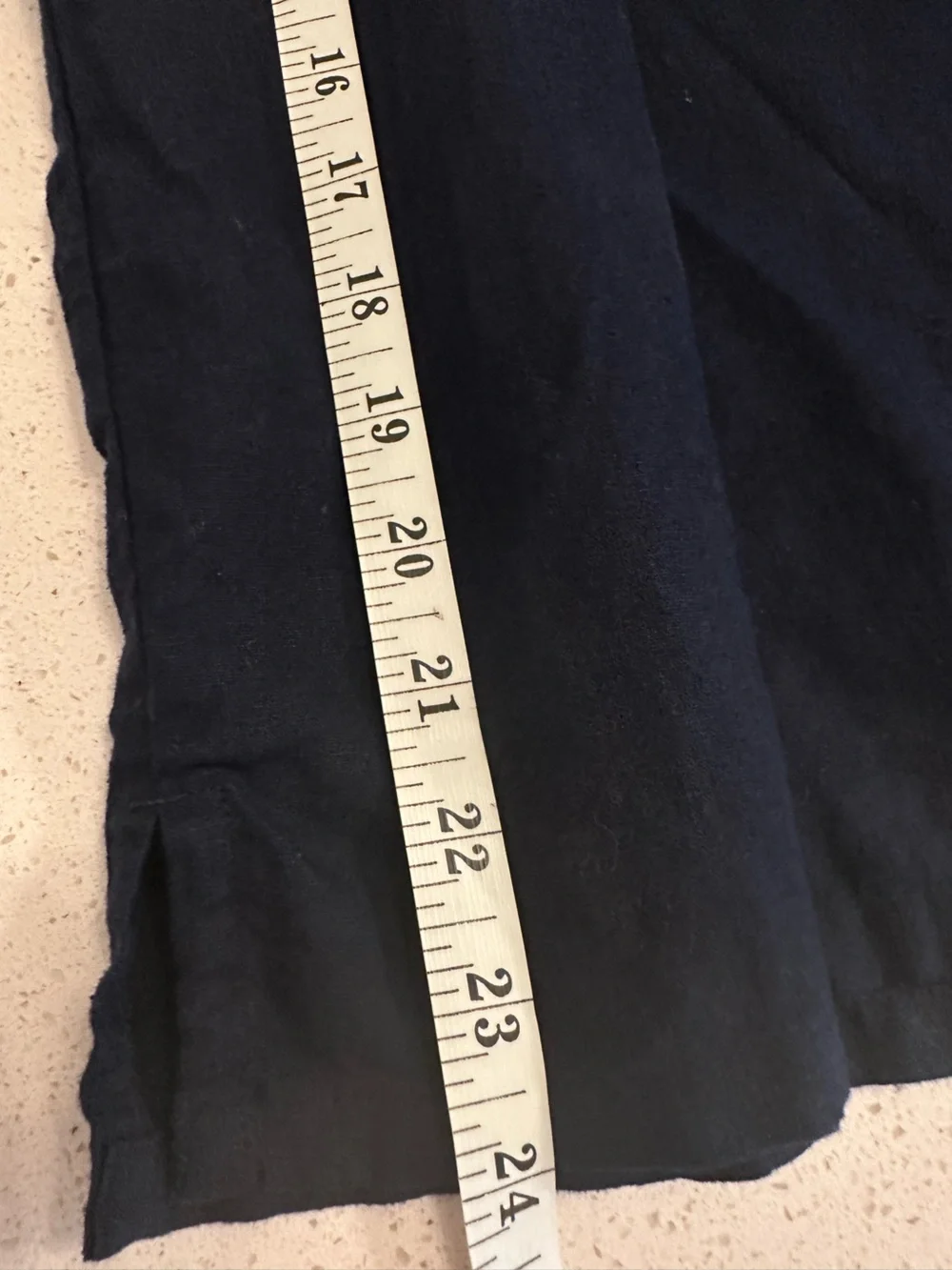 LOFT Navy Puff-Sleeve Cotton Blend Peasant Top